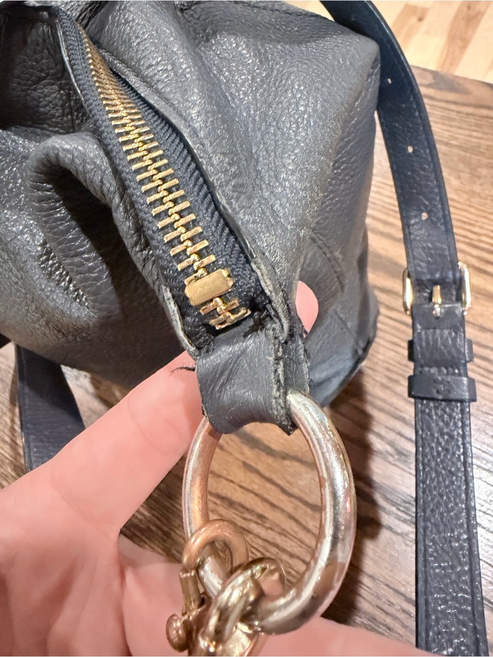 Coach Abby Duffle, Black Pebbled Leather Two-Way with Gold Hardware - Picture 4 of 13